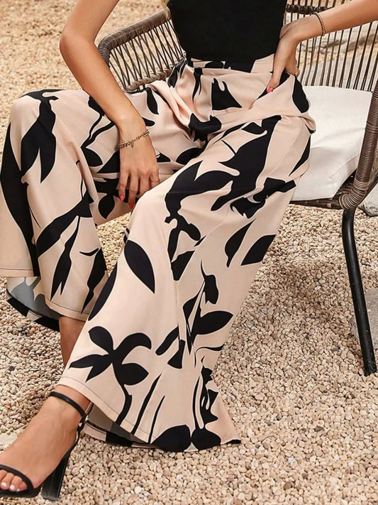 Printed Wide Leg Pants - minbolu -