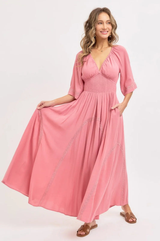 Romantic Flowy Maxi Dress - minbolu -