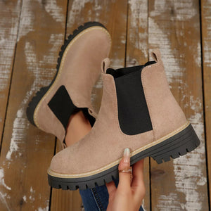 Round Toe Block Heels Boots - minbolu -