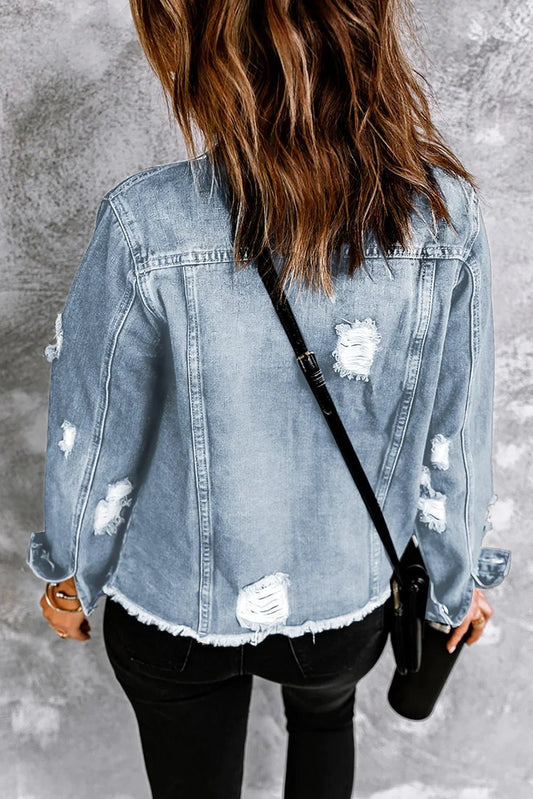 Scallop Collar Denim Jacket – Vintage Charm Meets Modern Style - minbolu -