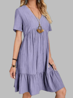 Short Sleeve Knee-Length Boho Dress - minbolu -
