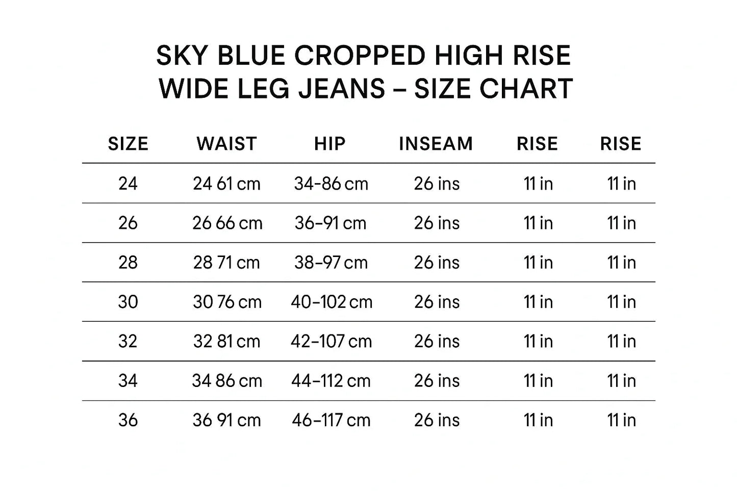 Sky Blue Cropped High Rise Wide Leg Jeans - Vintage Denim - minbolu