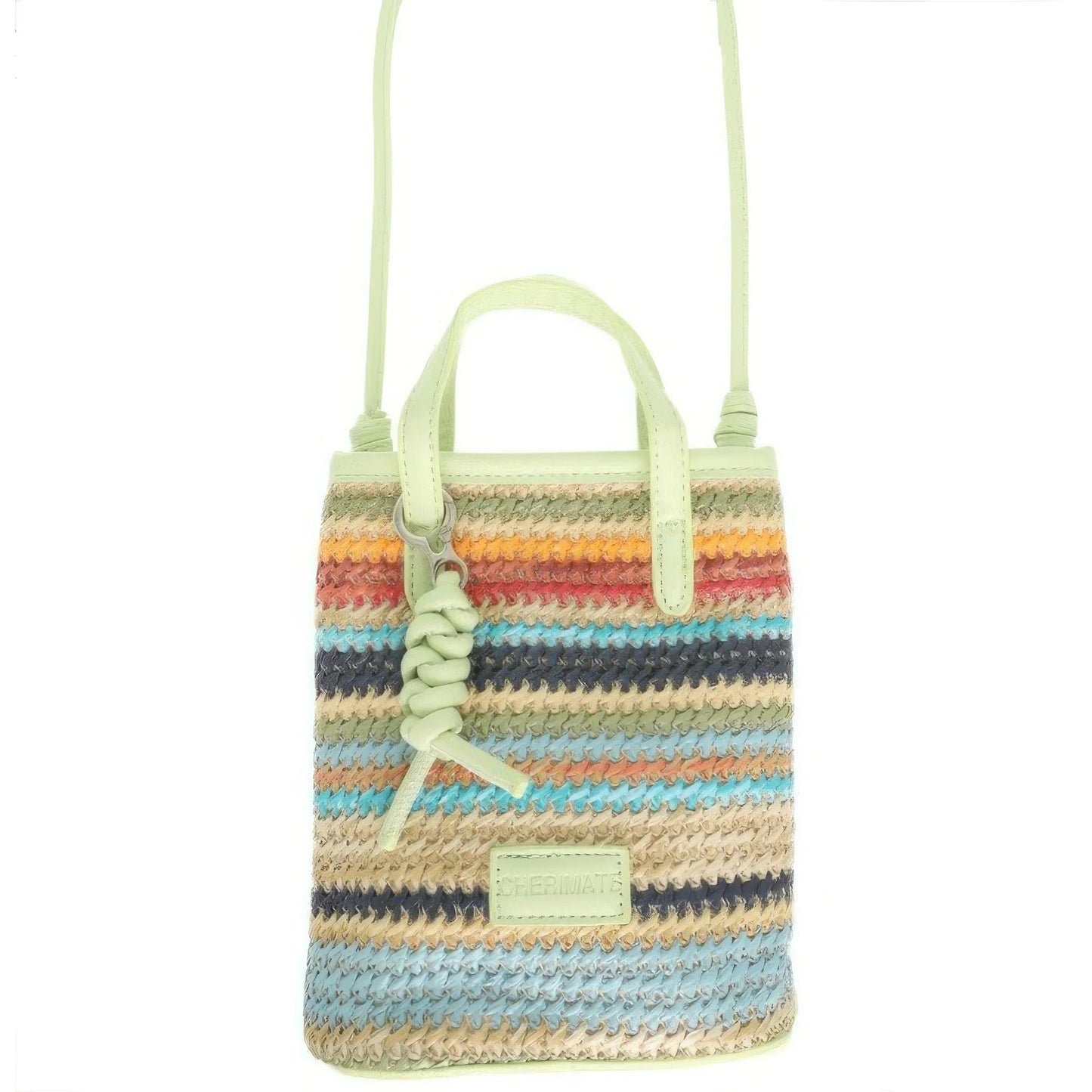 Striped Mini Crossbody Bag - Lightweight Woven Design - minbolu