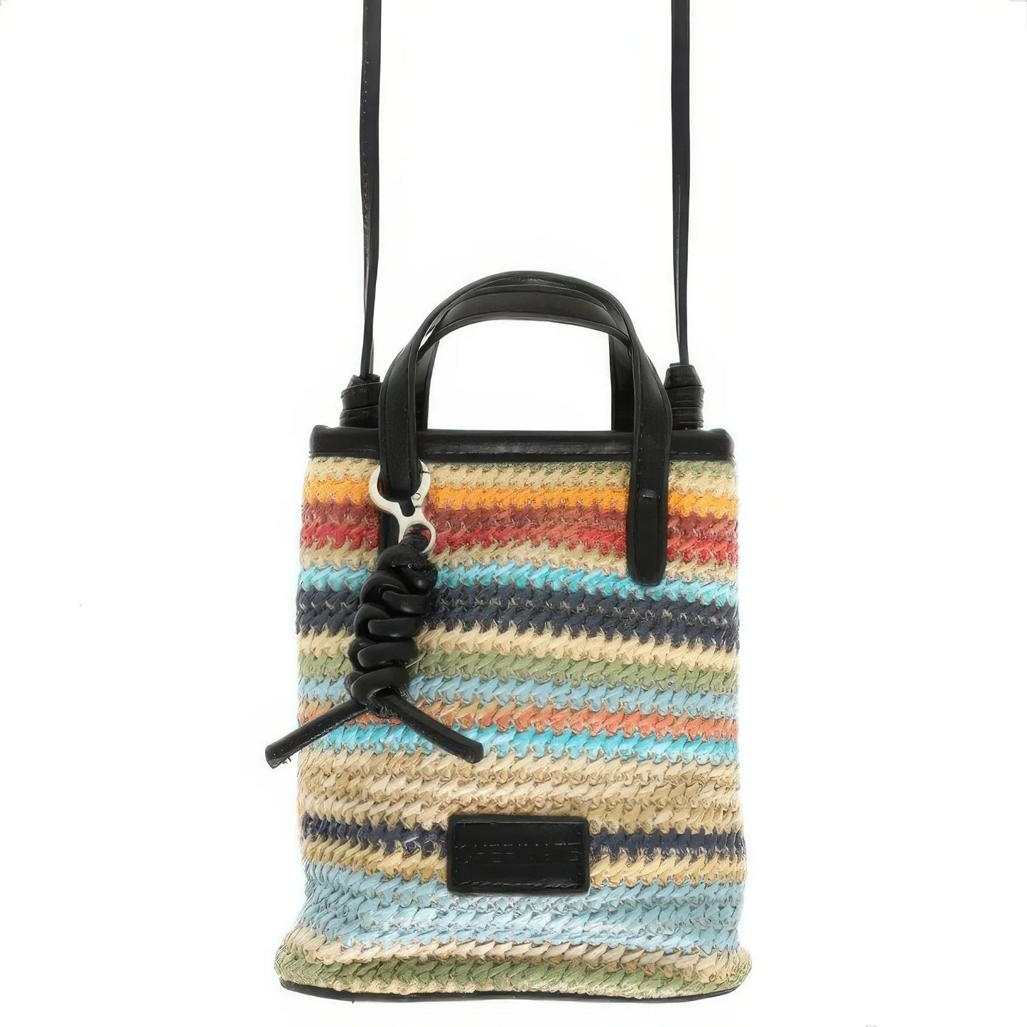 Striped Mini Crossbody Bag - Lightweight Woven Design - minbolu