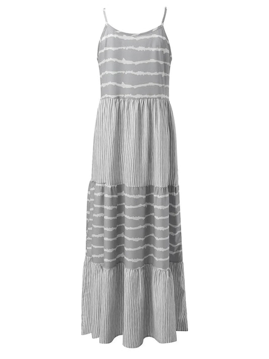 Striped Sleeveless Cami Dress - Summer Essential - minbolu -