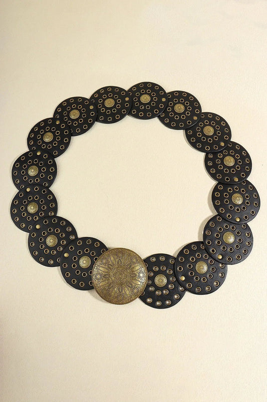 Stylish Zinc Alloy PU Disc Belt - minbolu -