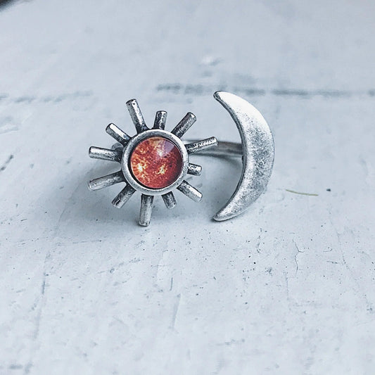 Sun and Moon Sculptural Statement Ring - minbolu -