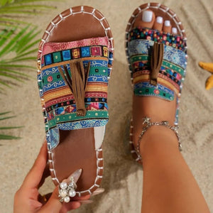 Tassel Open Toe Sandals - minbolu -