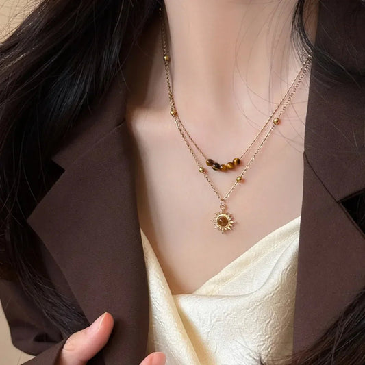 Tiger's Eye Copper Double Layered Necklace - minbolu -
