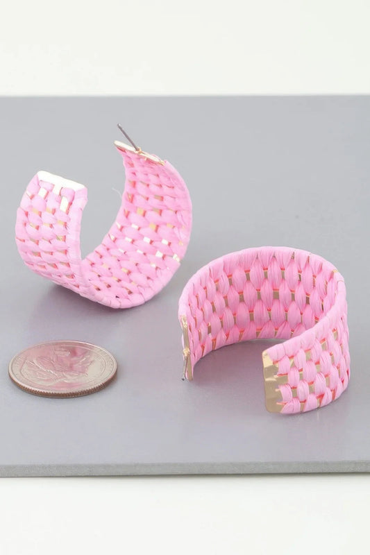 Wide Weaved Hoop Earrings - minbolu -