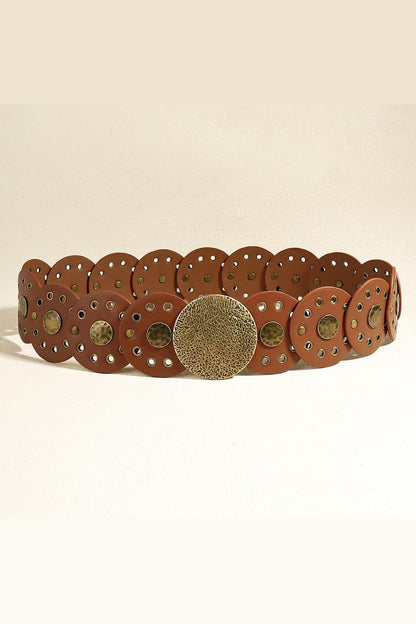 Round Shape PU Leather Belt - minbolu -