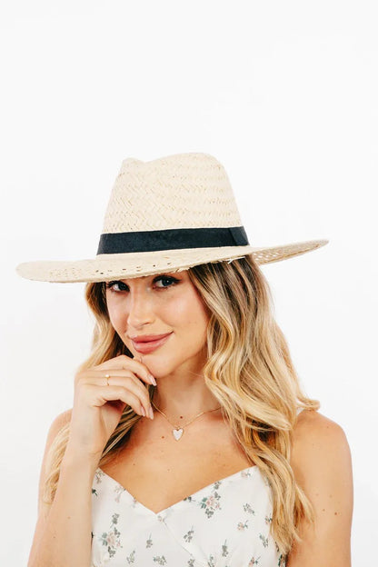 Luxurious Basket Weave Straw Sun Hat - Wide Brim Women's Boho Hat - minbolu -