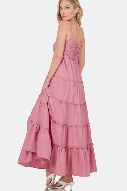 Boho Cami Maxi Dress with Smocked Bodice - minbolu -