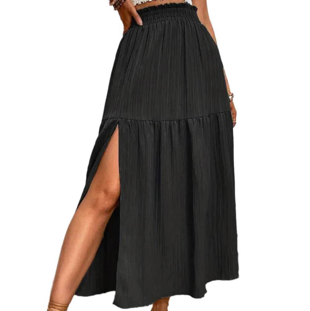 Frill Slit Skirt - Chic and Flattering Design - minbolu -