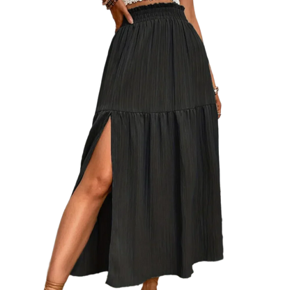 Frill Slit Skirt - Chic and Flattering Design - minbolu -