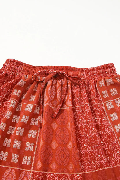 Printed Drawstring Midi Skirt - Stylish & Comfortable - minbolu -