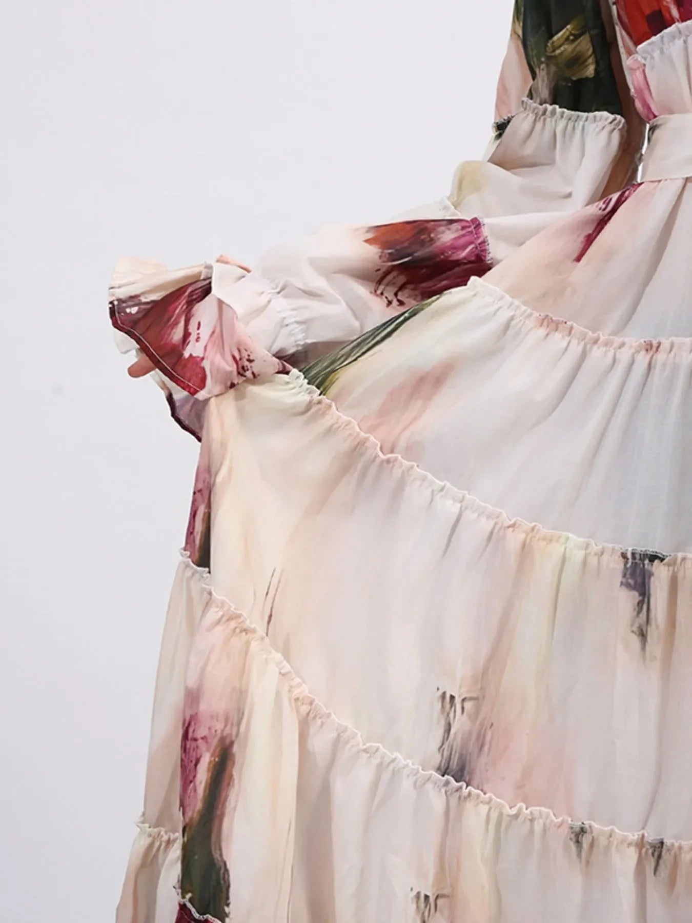 Tiered Tie Waist Maxi Dress - minbolu -