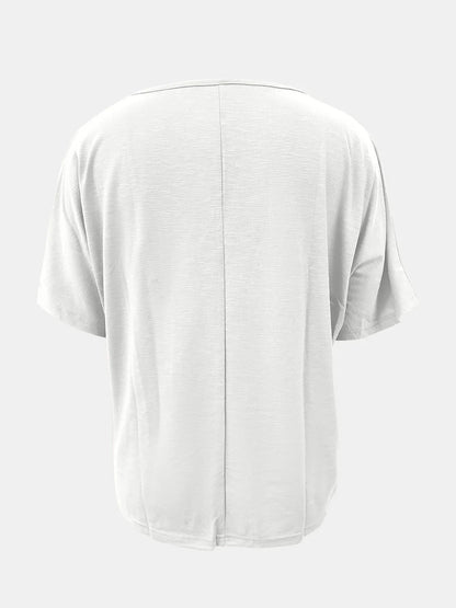 Basic Style Scoop Neck Tee - minbolu -