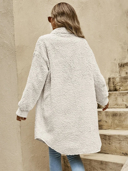 Collared Button Down Coat - minbolu -