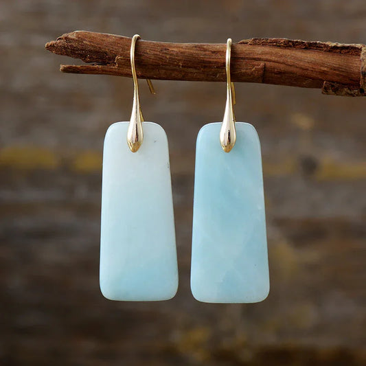 Natural Stone Geometric Earrings - Elegant Design - minbolu -