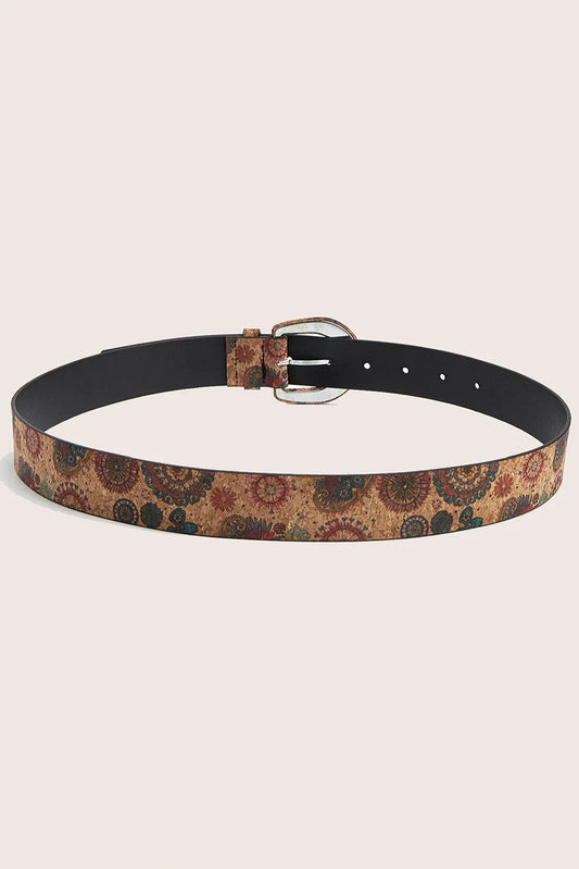 Cinnamon Vintage Floral Buckle Waist Belt - Adjustable PU Leather Fashion Accessory - minbolu -