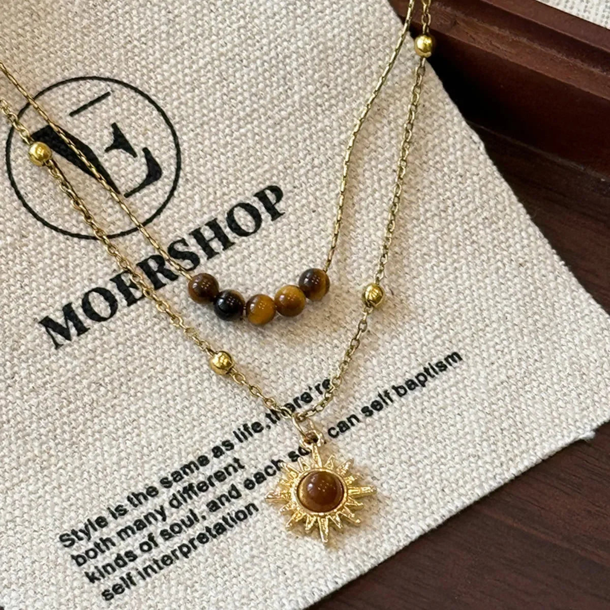 Tiger's Eye Copper Double Layered Necklace - minbolu -