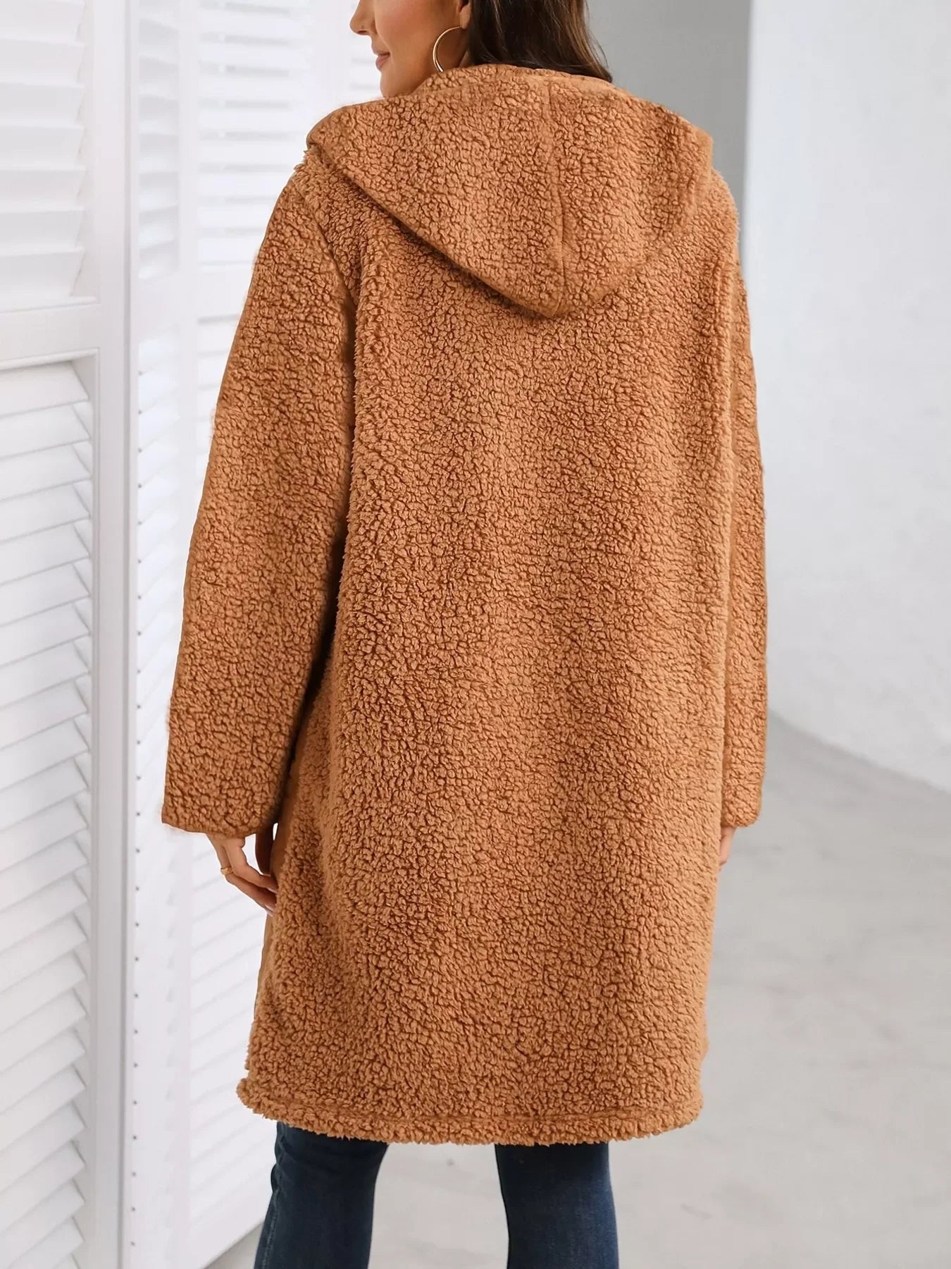 Zip Up Long Sleeve Hooded Outerwear - minbolu -