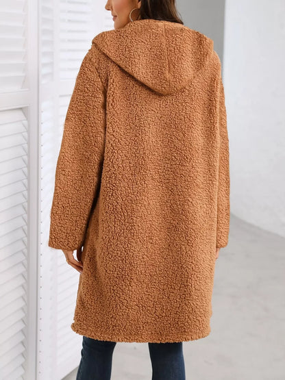 Zip Up Long Sleeve Hooded Outerwear - minbolu -