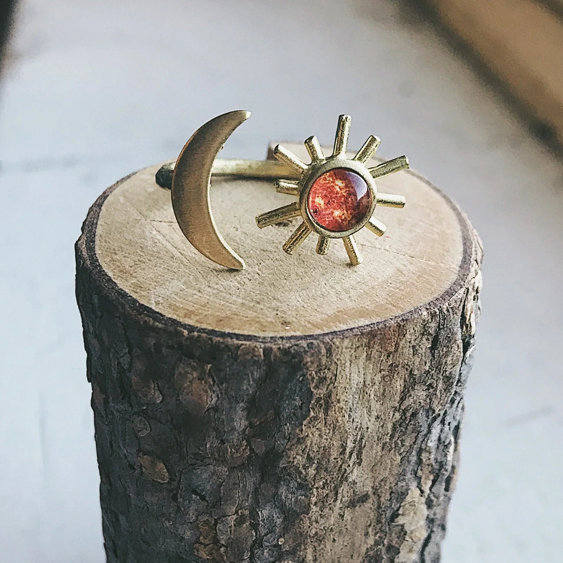 Sun and Moon Sculptural Statement Ring - minbolu -