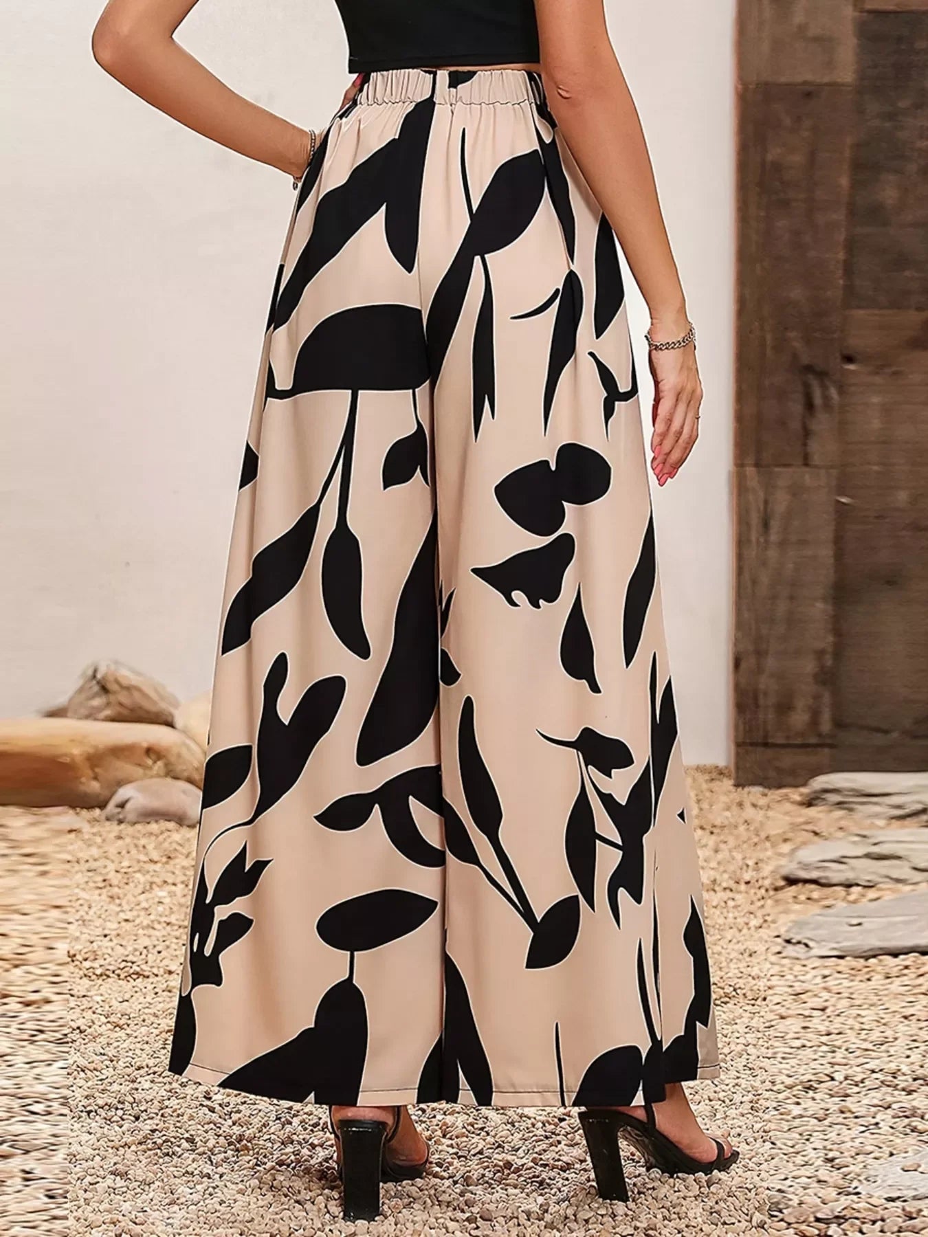 Printed Wide Leg Pants - minbolu -
