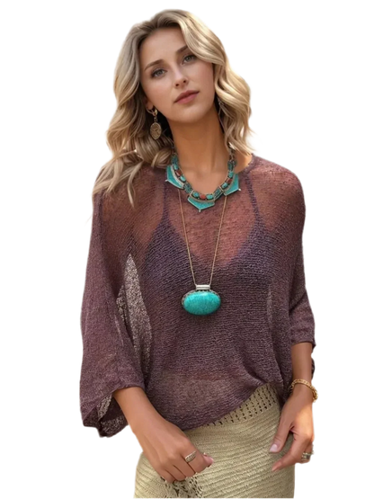 Basic Style Long Sleeve Cover-Up - minbolu -