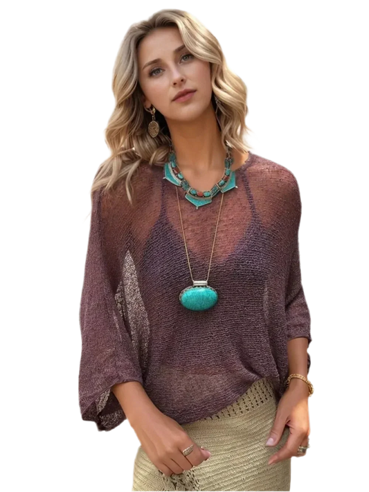 Basic Style Long Sleeve Cover-Up - minbolu -