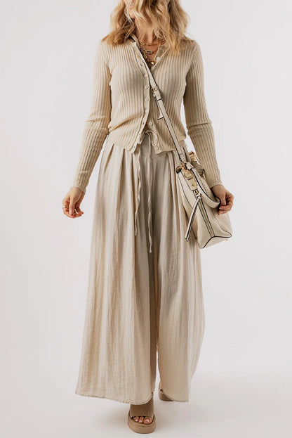 Tied Wide Leg Pants - Stylish & Comfortable - minbolu -