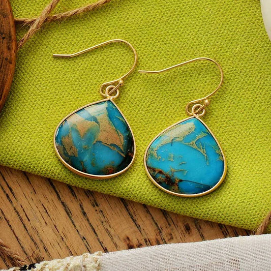 Elegant 18K Gold Natural Stone Earrings - minbolu -