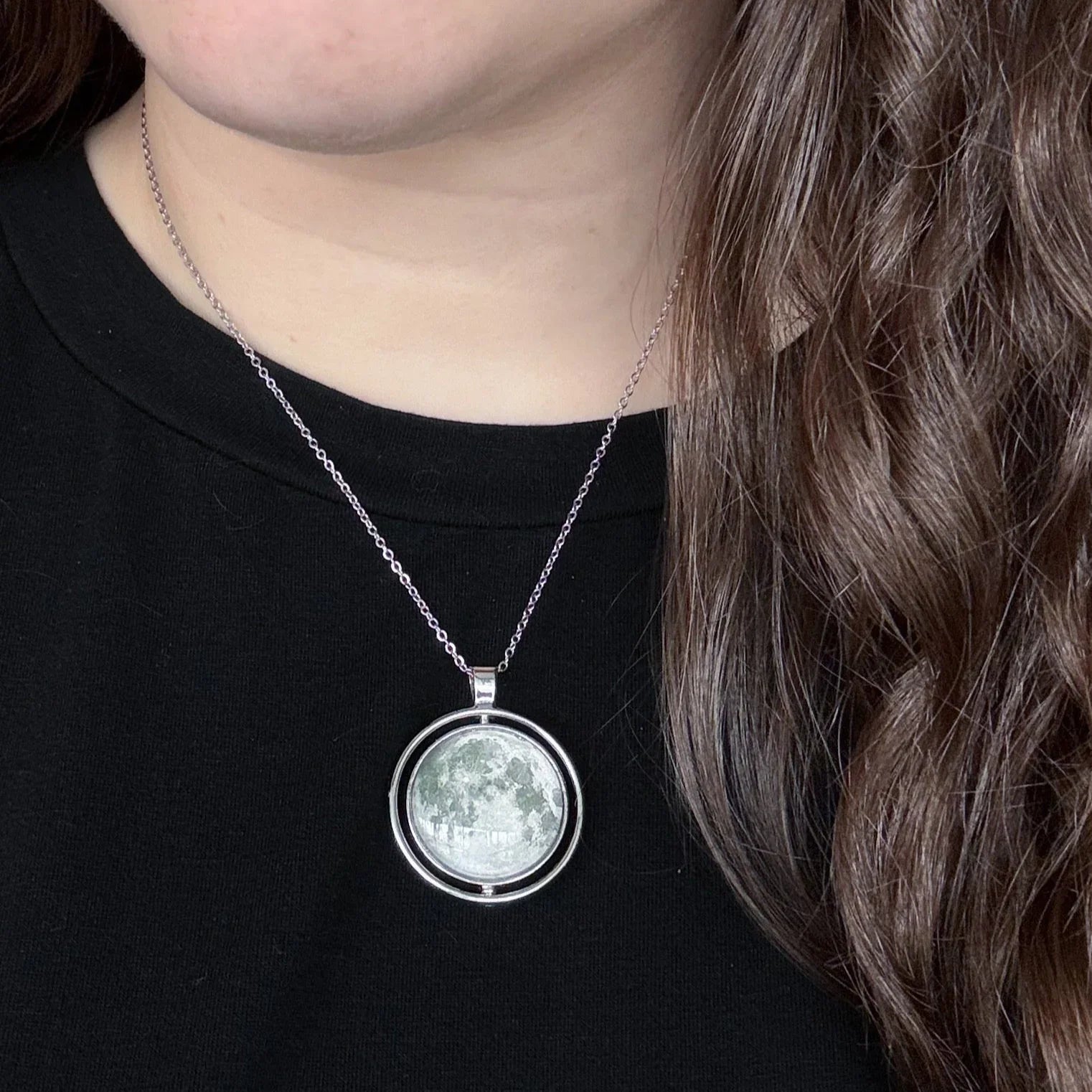 Full Moon Double Sided Fidget Pendant Necklace - minbolu -