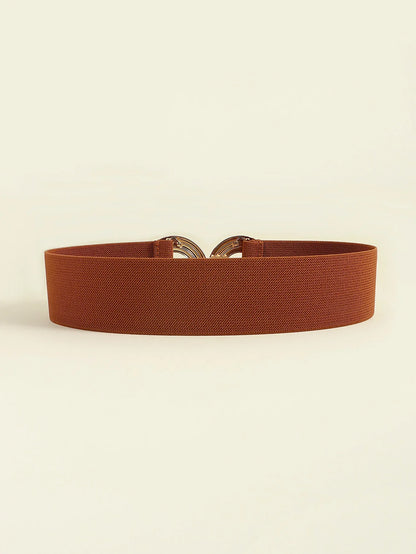 Geometric Buckle Wide Belt - Trendy Elastic Accessory - minbolu -