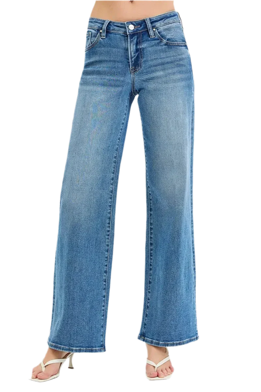 Women's High-Rise Jeans - Wide-Leg Classic Style & Comfort Boho Jeans - minbolu -