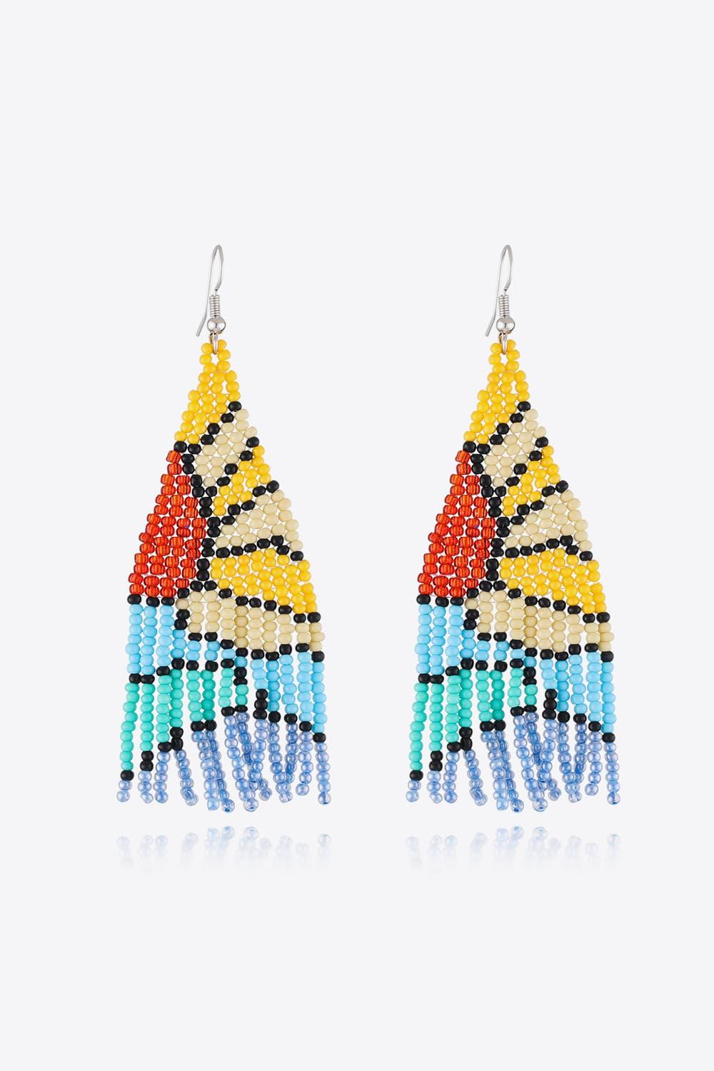 Stylish Beaded Dangle Earrings - minbolu -