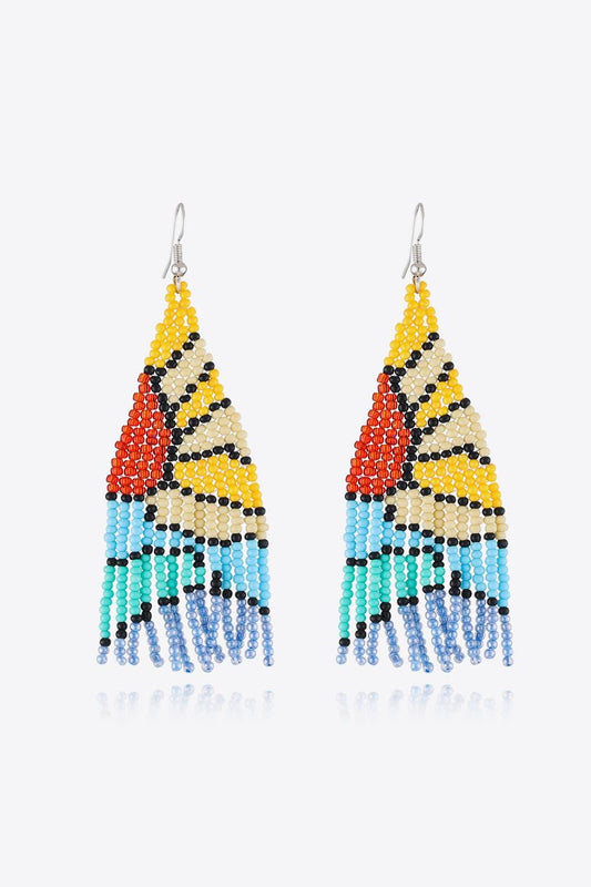 Stylish Beaded Dangle Earrings - minbolu -