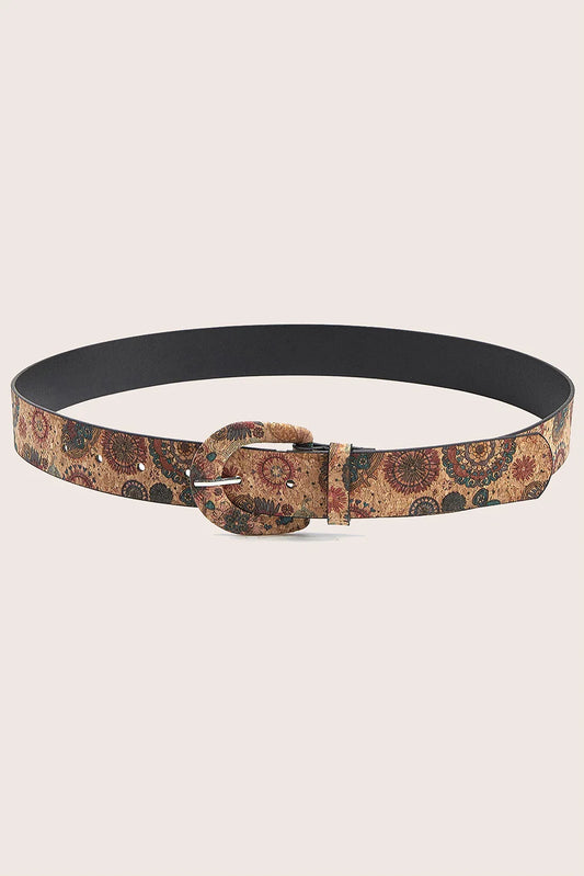 Cinnamon Vintage Floral Buckle Waist Belt - Adjustable PU Leather Fashion Accessory - minbolu -