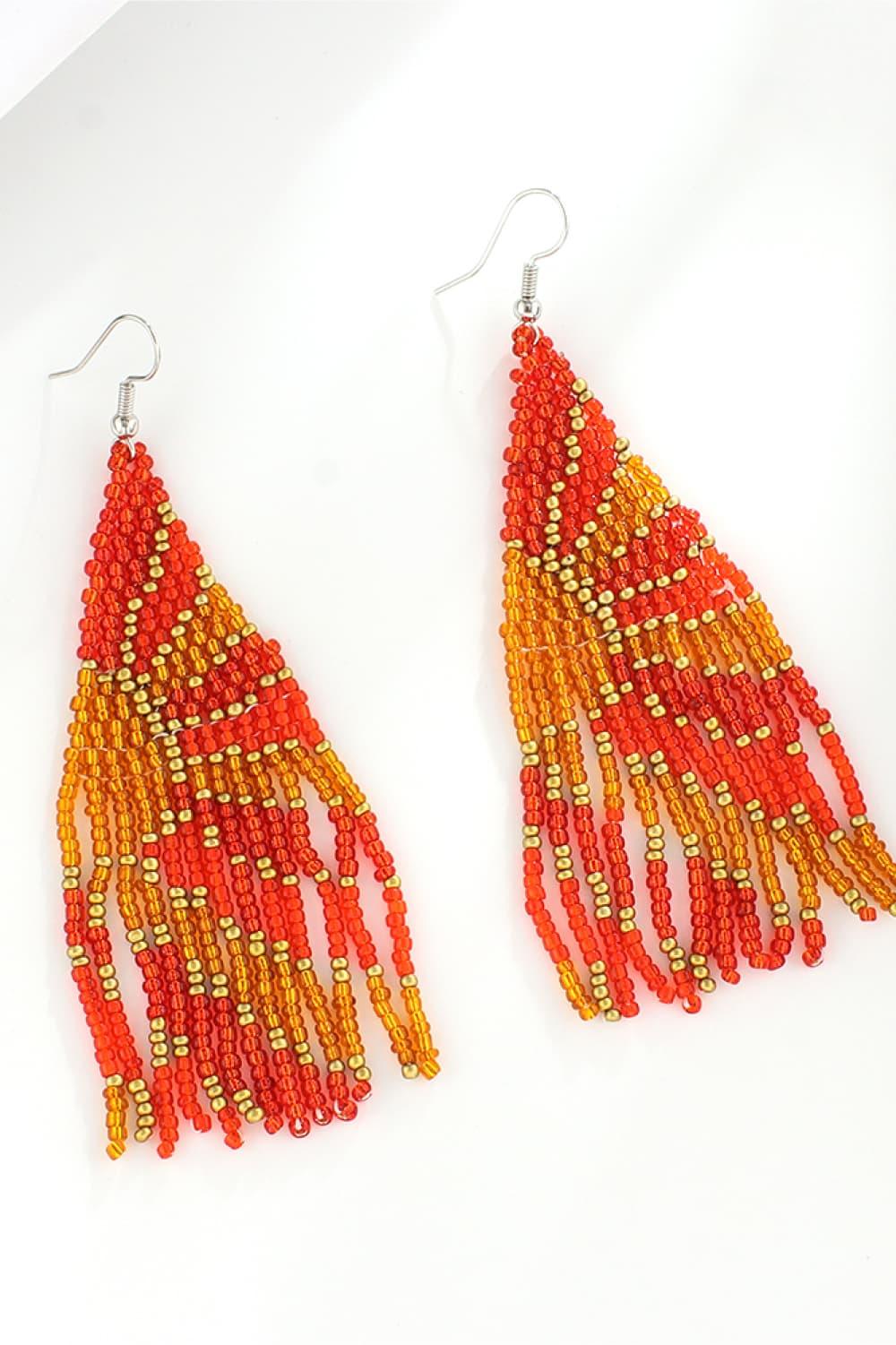 Stylish Beaded Dangle Earrings - minbolu -