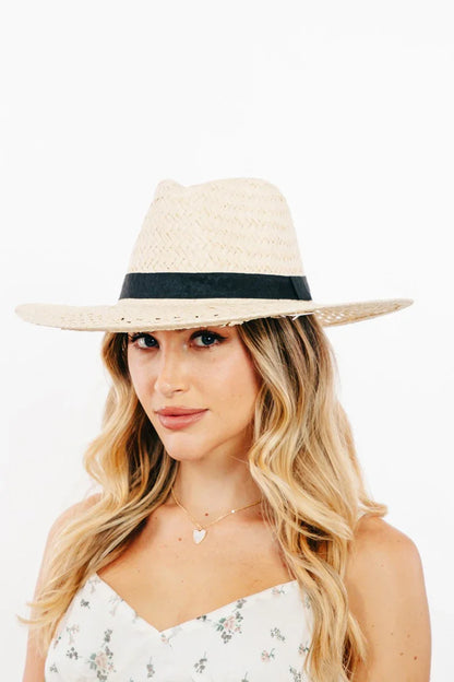 Luxurious Basket Weave Straw Sun Hat - Wide Brim Women's Boho Hat - minbolu -