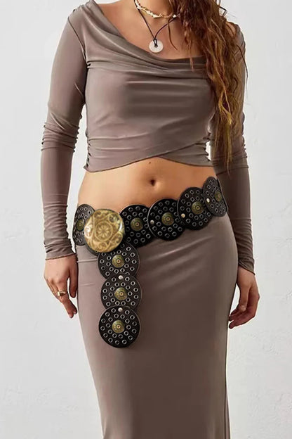 Vintage PU Leather Wide Belt - Trendy Accessory - minbolu -