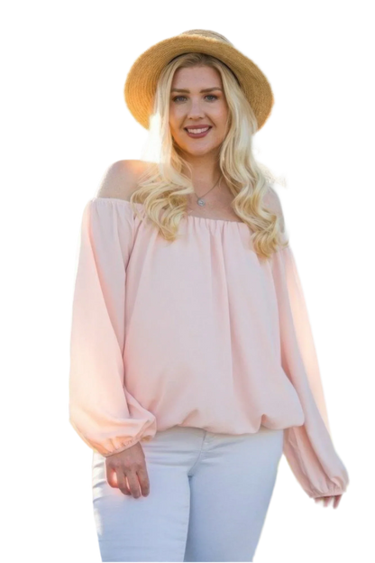 Off Shoulder Bubble Sleeve Top in Rose - Elegant & Versatile - minbolu -