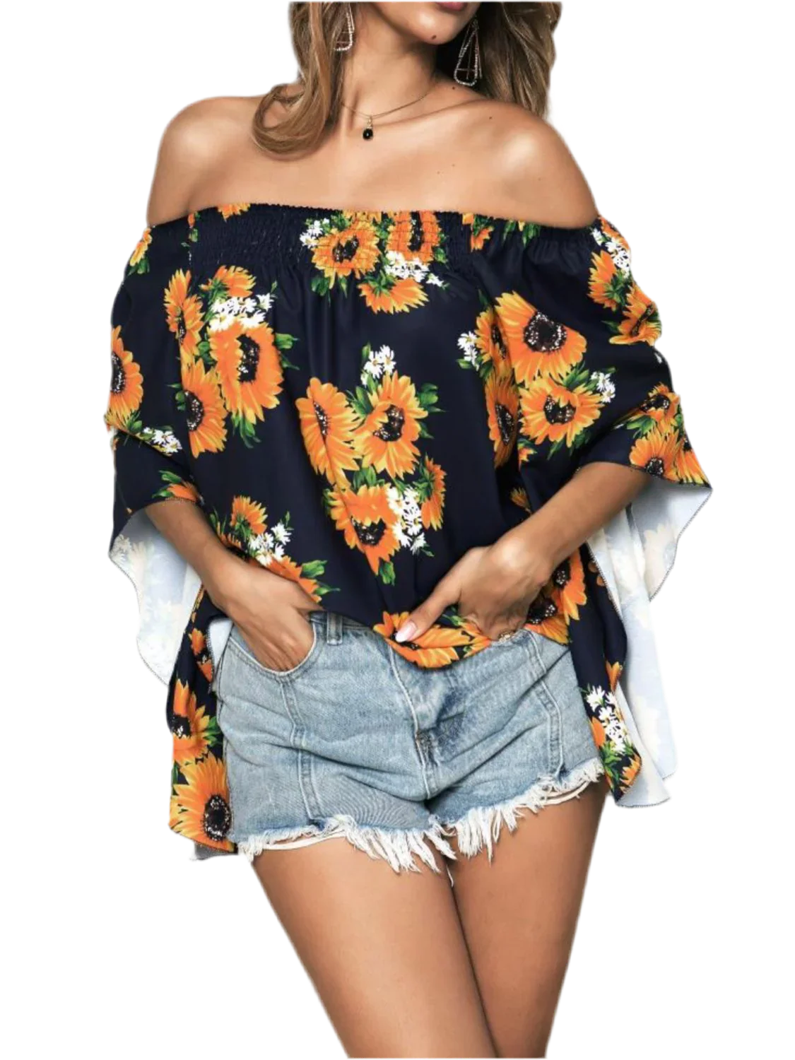 Floral Off-Shoulder Flounce Sleeve Blouse - Chic Summer Top - minbolu -
