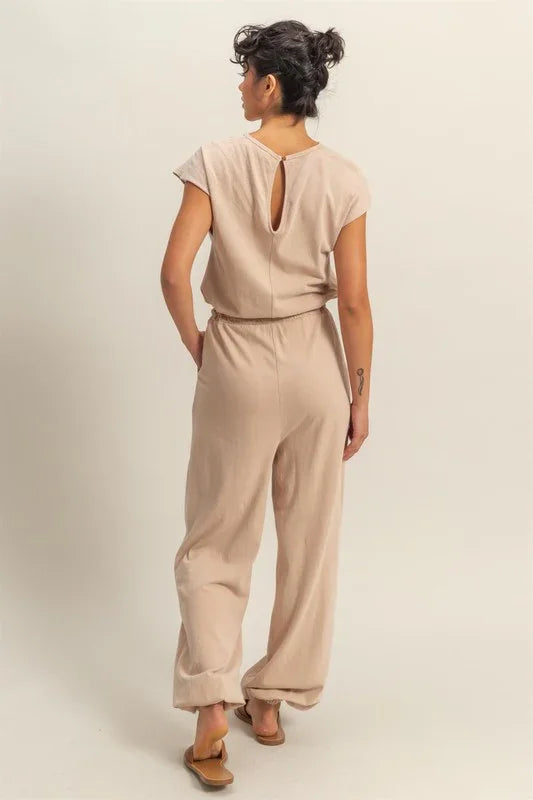 Stylish Back Keyhole Drawstring Jumpsuit - Shop Now! - minbolu -