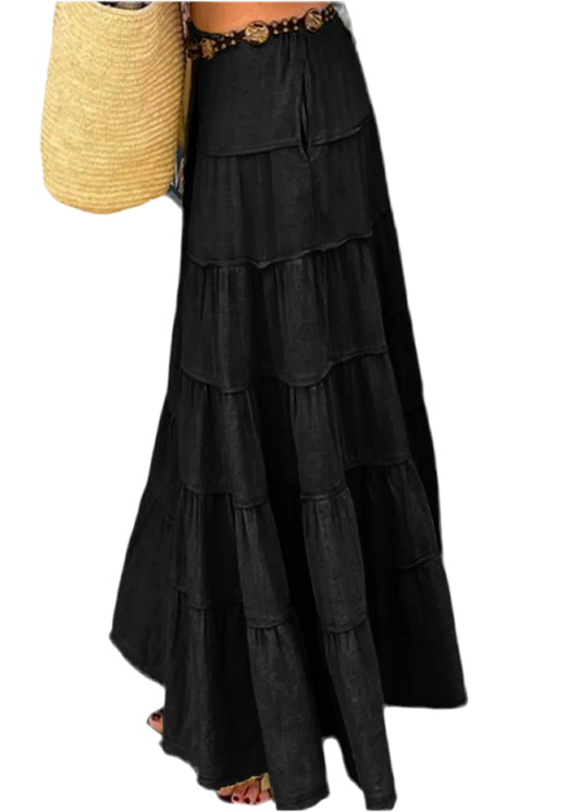Boho Chic Tiered Maxi Skirt - Versatile & Stylish - minbolu -