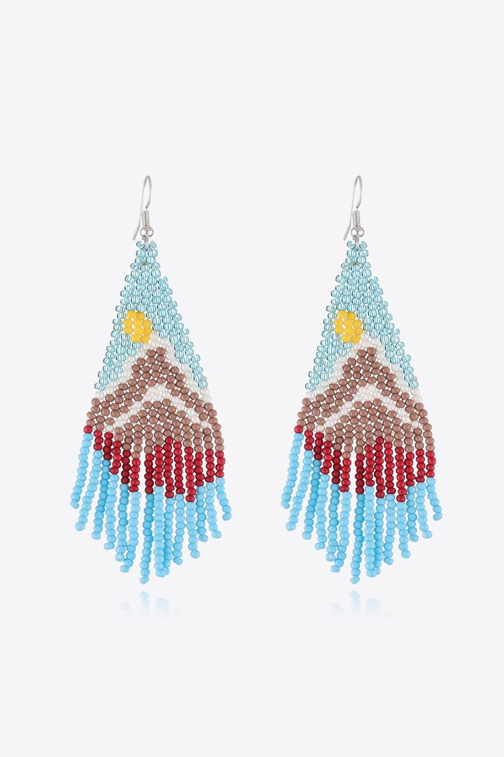 Stylish Beaded Dangle Earrings - minbolu -