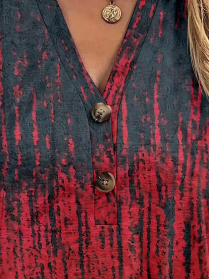Printed Notched Short Sleeve Blouse - Stylish Design - minbolu -