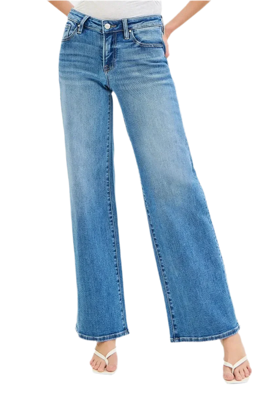 Women's High-Rise Jeans - Wide-Leg Classic Style & Comfort Boho Jeans - minbolu -